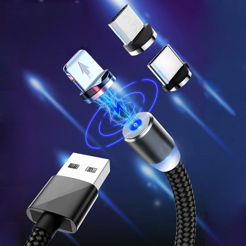 360 LED Magnetic Charging Cable for iPhone USB Cable